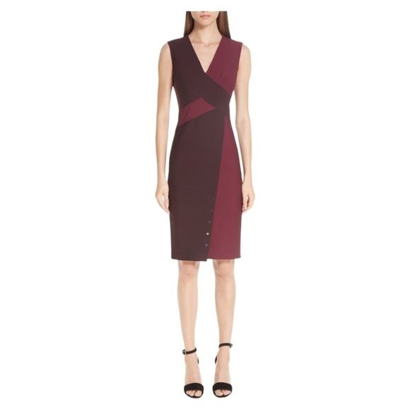NWT Yigal Azrouël Two-Tone Mechanical Stretch Dress - Picture 1 of 7